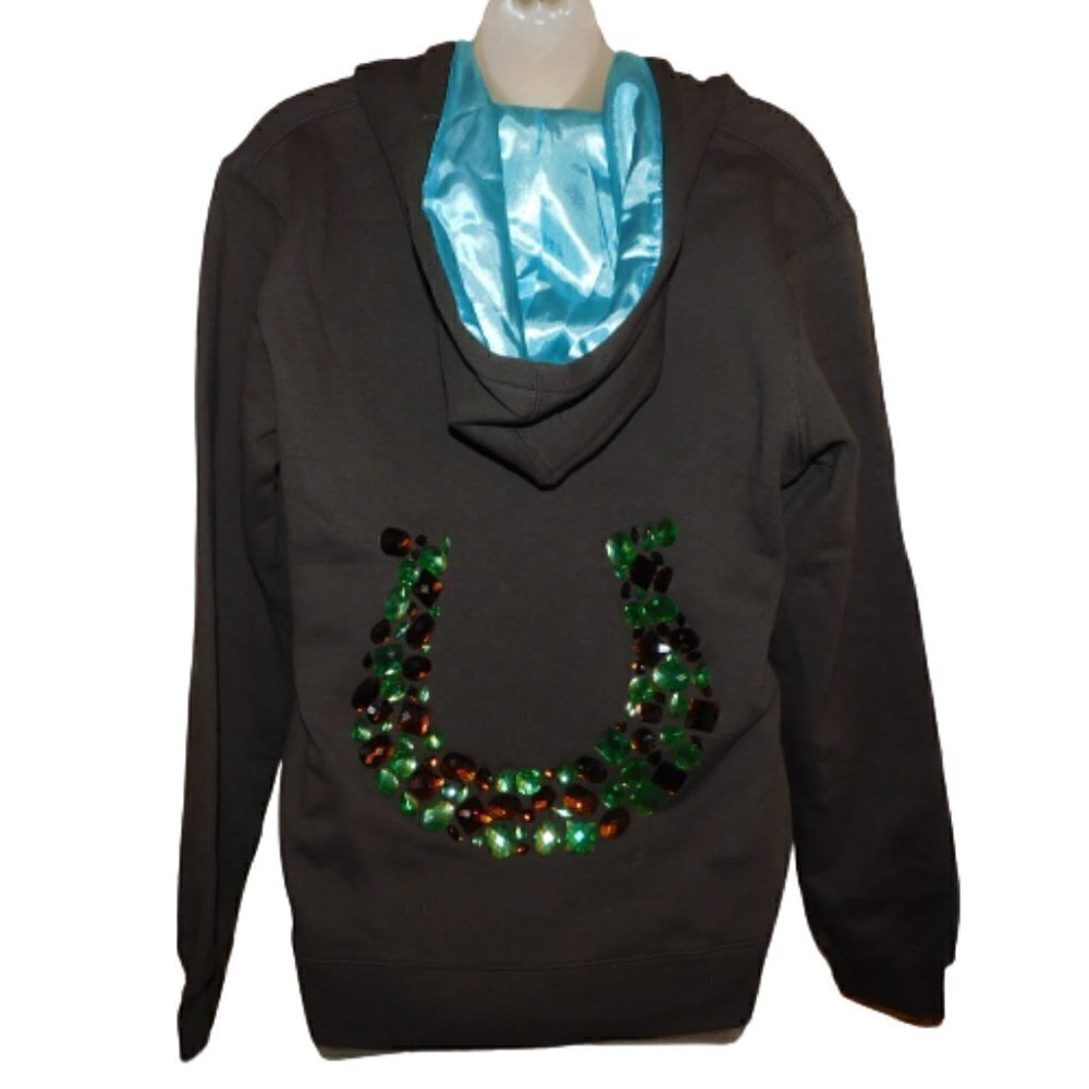 COWGIRL‎ HARDWARE Western Hoodie Horseshoe Bling Jacket sz M NWT